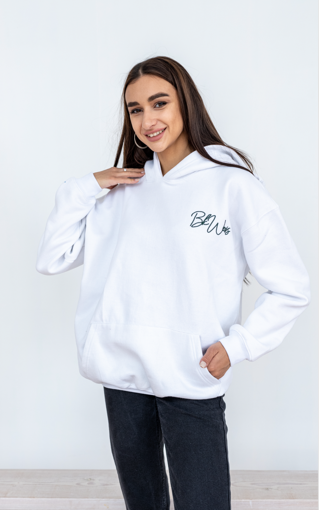 White Signature Embroidery - Hoodie