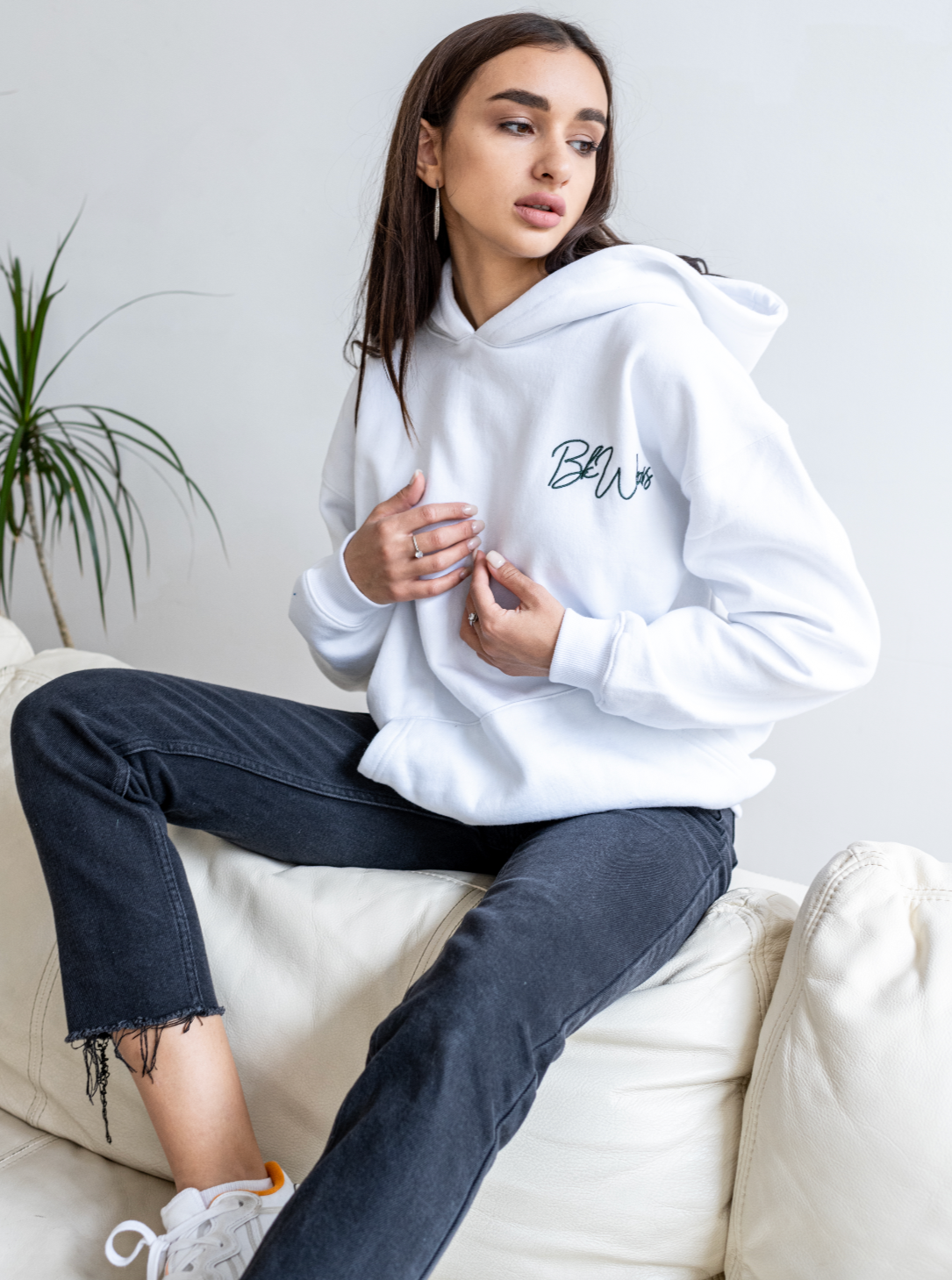 White Signature Embroidery - Hoodie