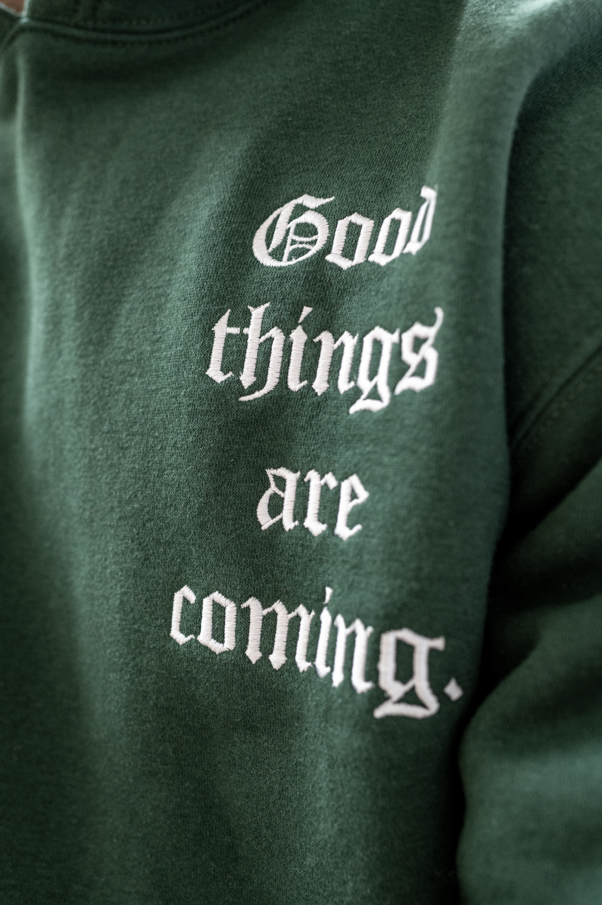 Dark Green 'Good Things' - Hoodie